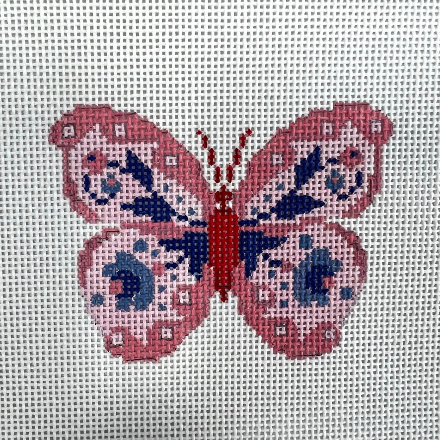 Pink Butterfly III Ornament Needlepoint Canvas