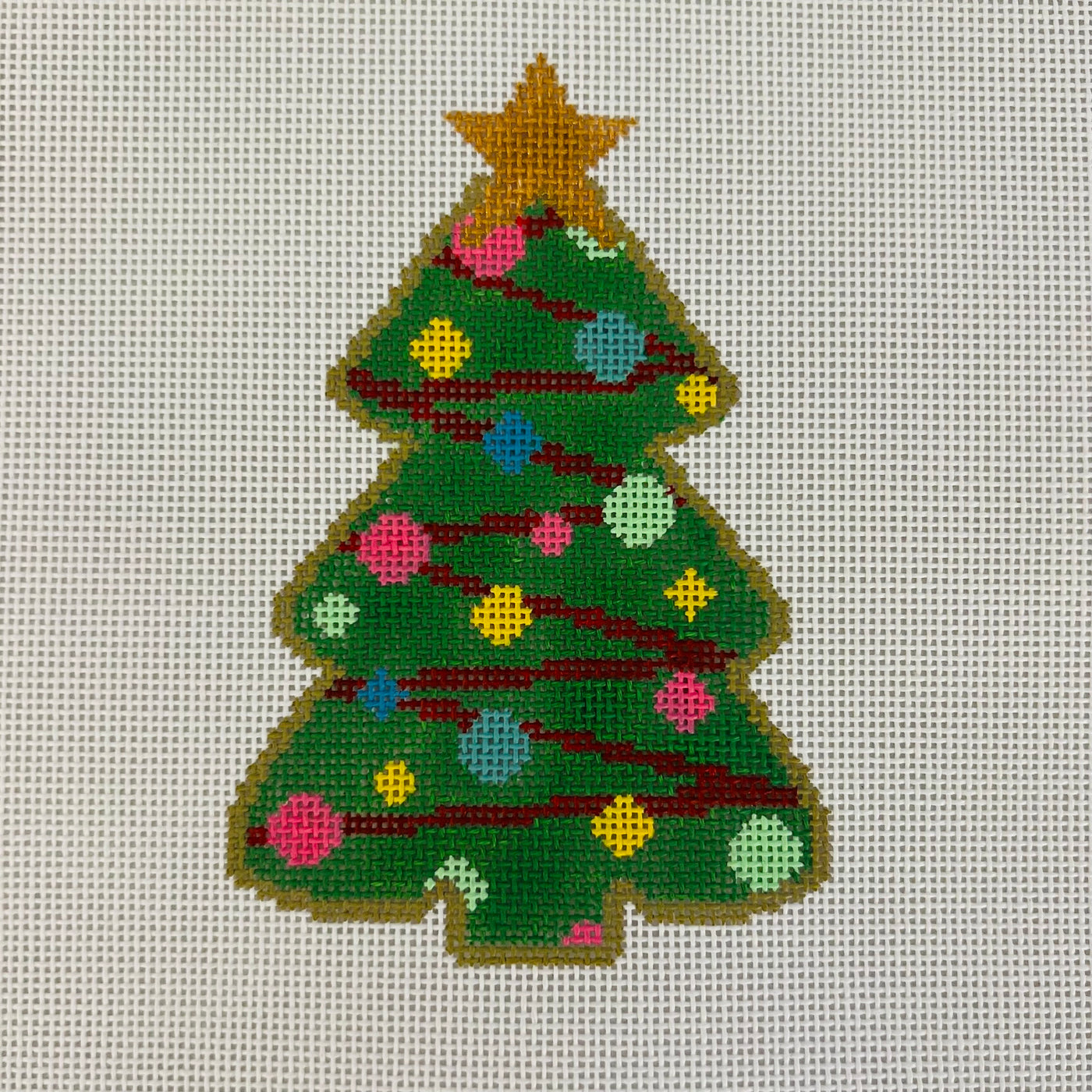 Gingerbread Tree Ornament Needlepoint Canvas