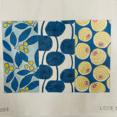 Blue, Yellow and White Multi Patterned Clutch Needlepoint Canvas