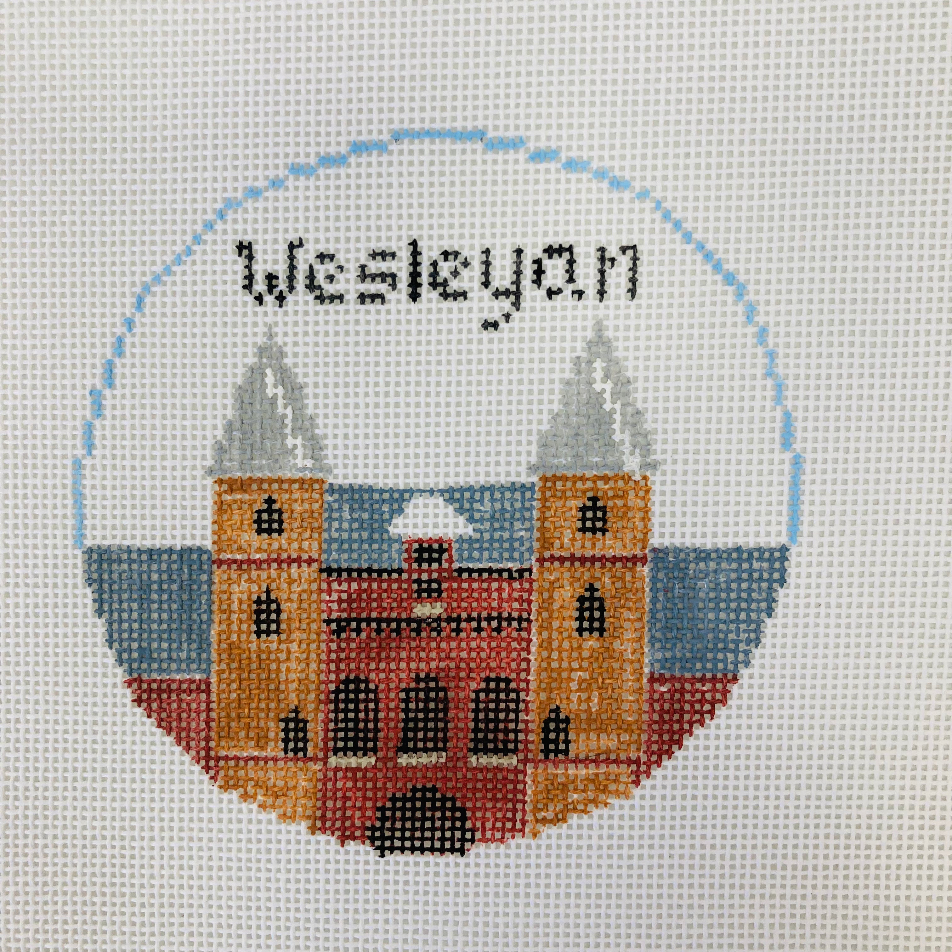 Wesleyan University Round Needlepoint Canvas – Bargello Needlepoint