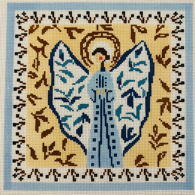 Joyful Angel, Blue & Tan Needlepoint Canvas