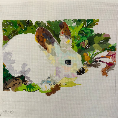 Bunny in Lettuce Needlepoint Canvas
