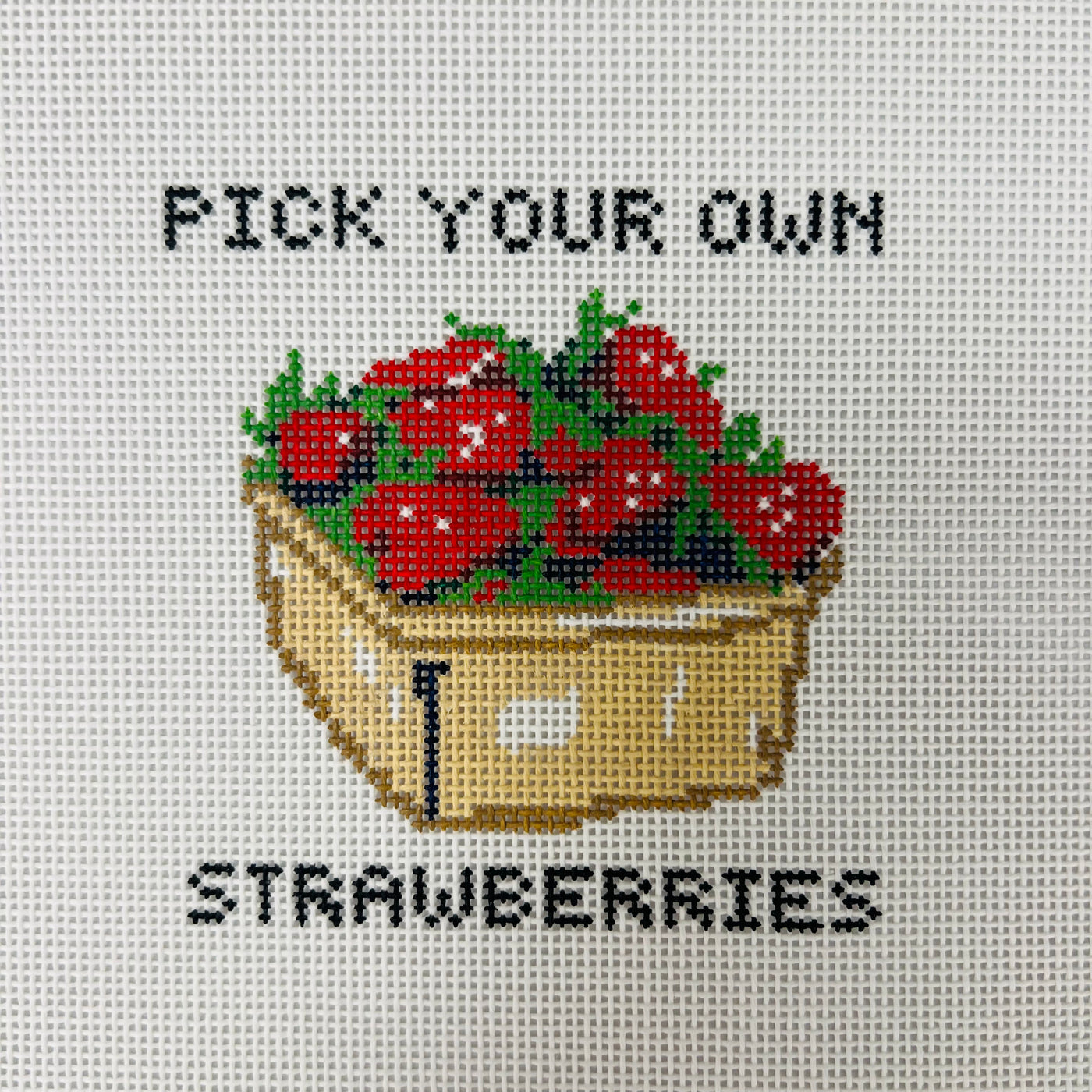 Pick Your Own Straberries Ornament Needlepoint Canvas