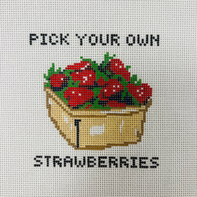 Pick Your Own Straberries Ornament Needlepoint Canvas