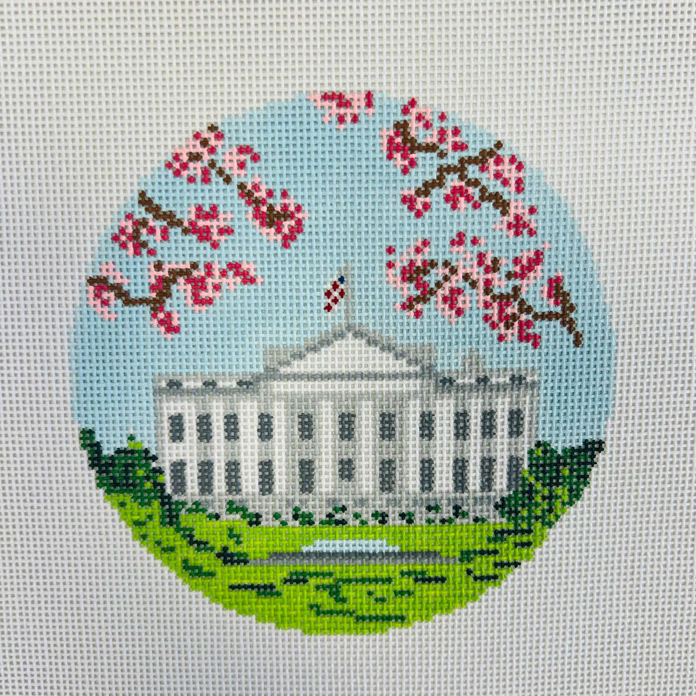 White House with Cherry Blossoms Ornament