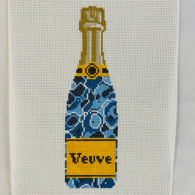Veuve Bottle - Blue Marble Needlepoint Canvas