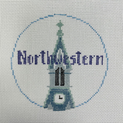 Northwestern University Round Ornament Needlepoint Canvas