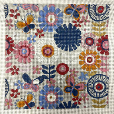 Flowers and Butterflies Needlepoint Canvas