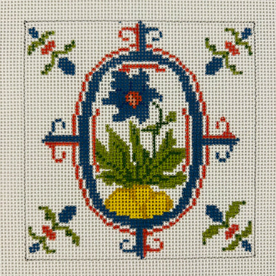 Dutch Blue Flower Coaster Needlepoint Canvas