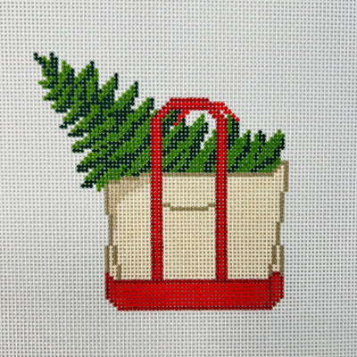 Christmas Tree Boat Tote Needlepoint Canvas