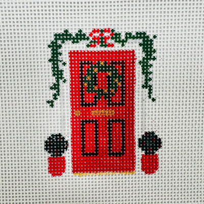 Red Door Dressed for Holidays Needlepoint Canvas