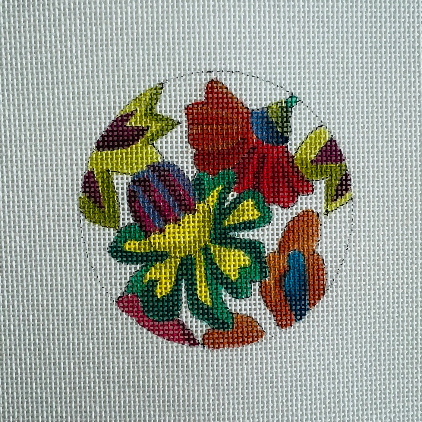 Bright Flowers Insert Needlepoint Canvas