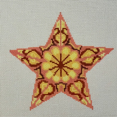 Orange Star Ornament Needlepoint Canvas