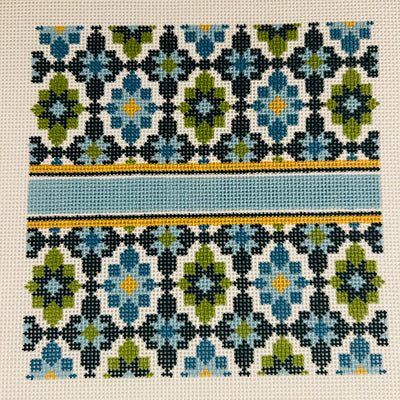 Portuguese Tiles 5" Square - Turquoise Needlepoint Canvas