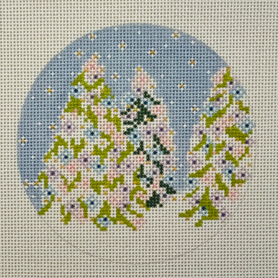 Three Trees in Pastels Ornament Needlepoint Canvas