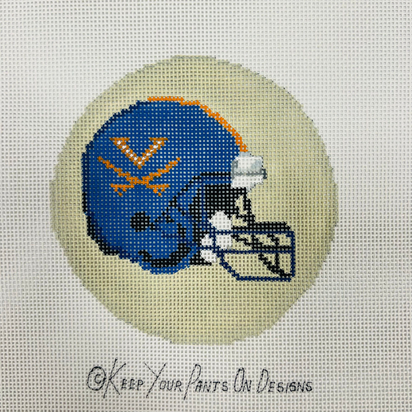 University of Virginia Helmet Round Needlepoint Canvas
