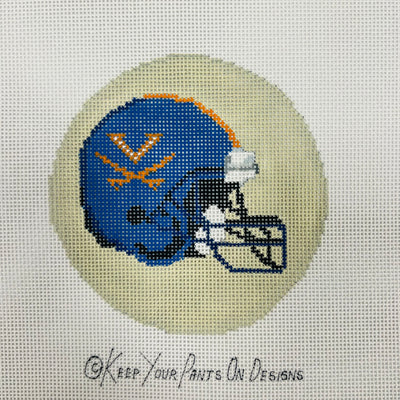 University of Virginia Helmet Round Needlepoint Canvas