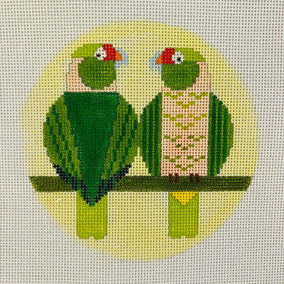 Green Parrots Ornament Needlepoint Canvas