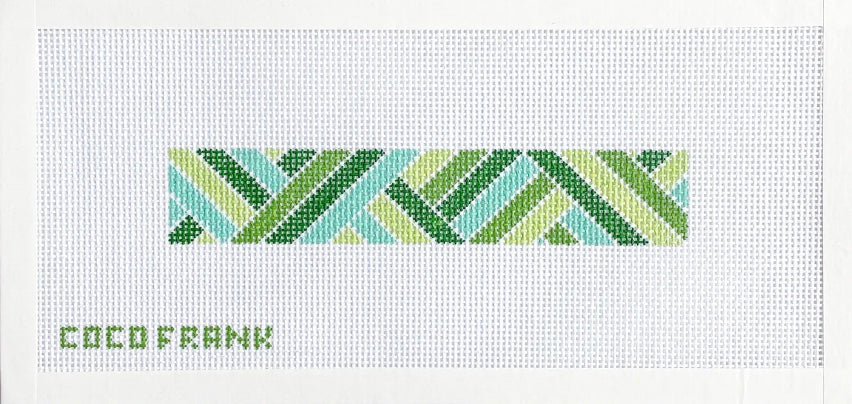 Diagonals Keychain Green Needlepoint Canvas