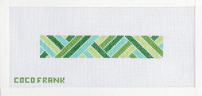 Diagonals Keychain Green Needlepoint Canvas
