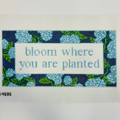 bloom where you are planted blue Needlepoint Canvas