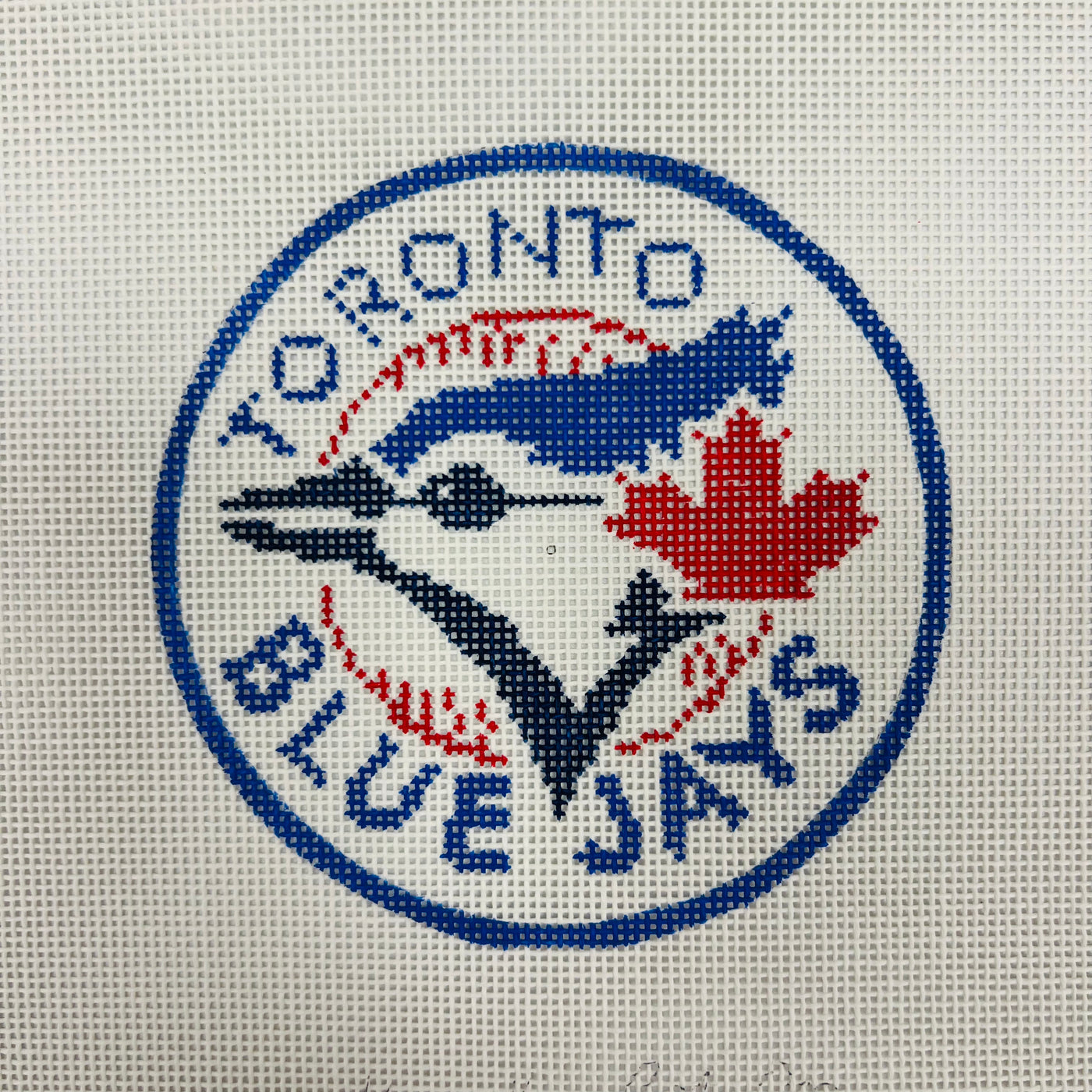 Toronto Blue Jays Baseball Round Needlepoint Canvas
