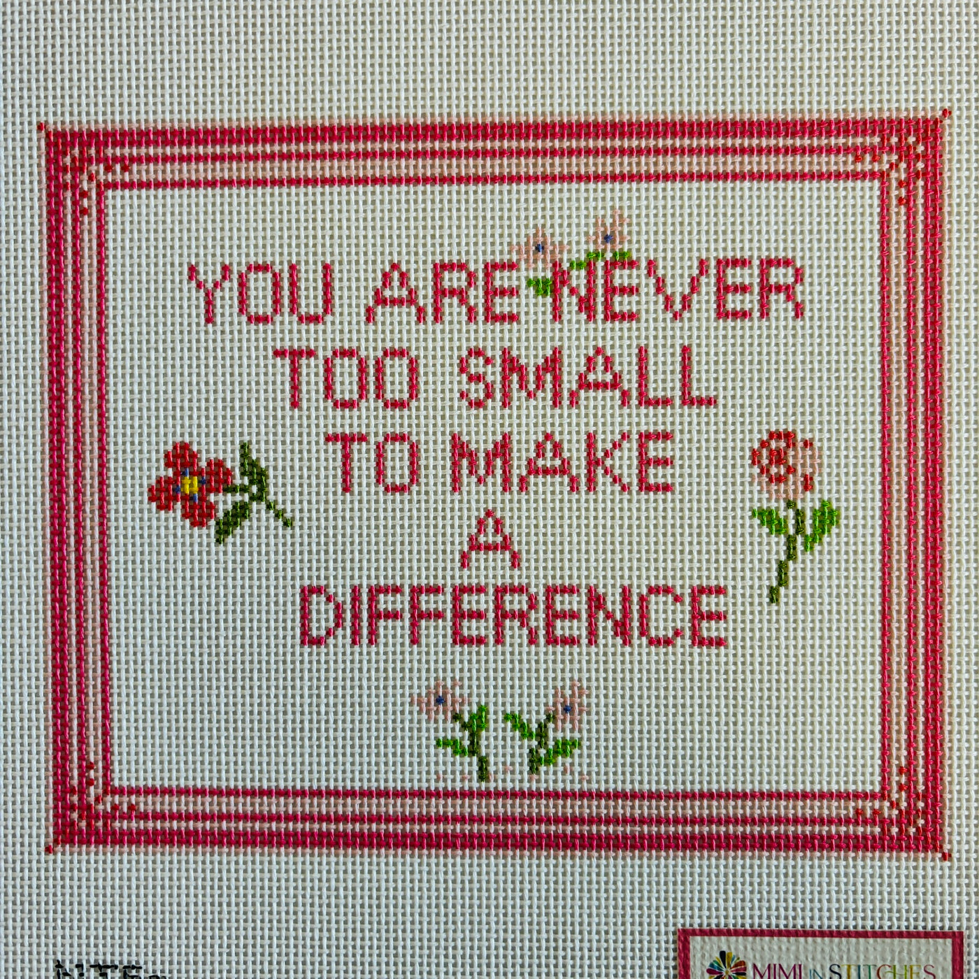 Never Too Small Pink Needlepoint Canvas
