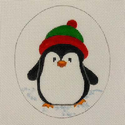 Penguin in Hat with Stitch Guide Needlepoint Canvas