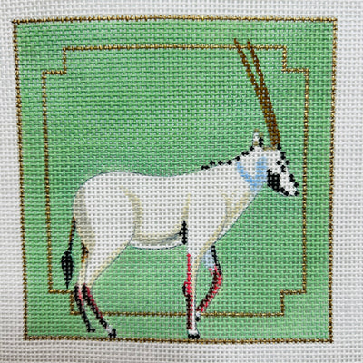 Oryx on Green Coaster Needlepoint Canvas