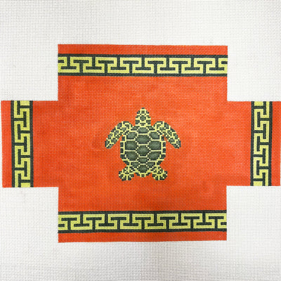 Snappy Turtle on Red Brick Cover Needlepoint Canvas