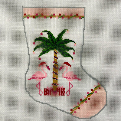 Christmas Flamingo Mini Stocking Needlepoint Canvas