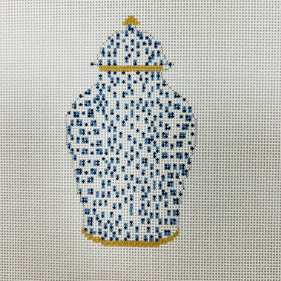 French Dot Ginger Jar Ornament Needlepoint Canvas