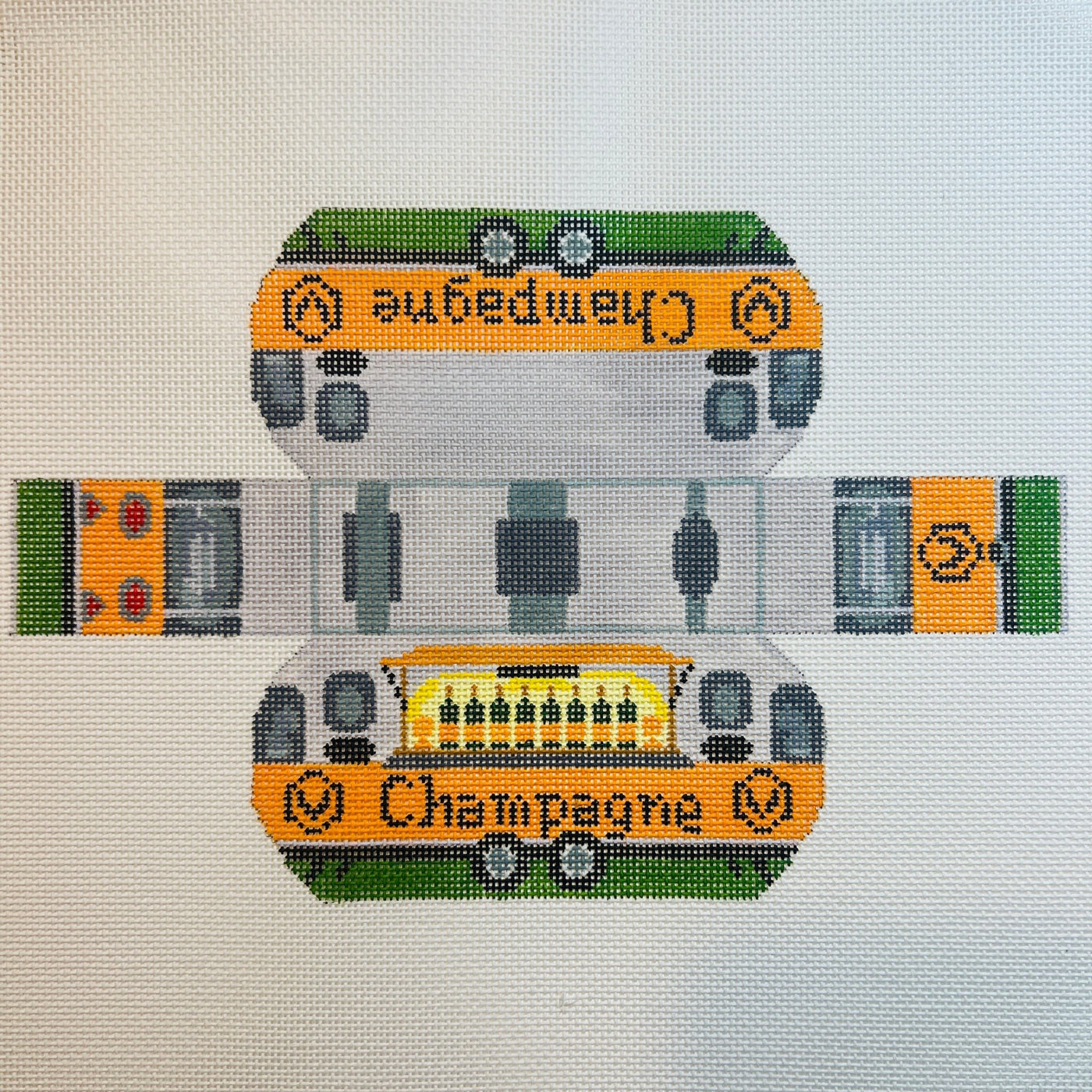 3D Champagne Airstream needlepoint canvas - Bargello Needlepoint