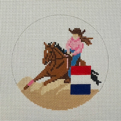 Equestrian Barrel Racing Insert/Ornament Needlepoint Canvas