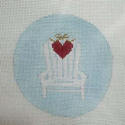 Adirondack Chair with Heart on Light Blue Needlepoint Canvas