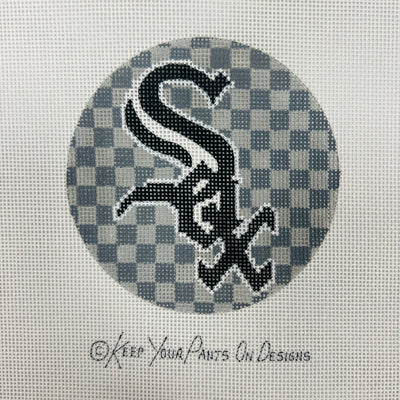 White Sox Baseball Round Needlepoint Canvas