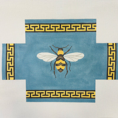 Bee on Blue w/Greek Key Border Brick Cover Needlepoint Canvas