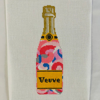 Veuve Bottle - Pink Swirl Needlepoint Canvas
