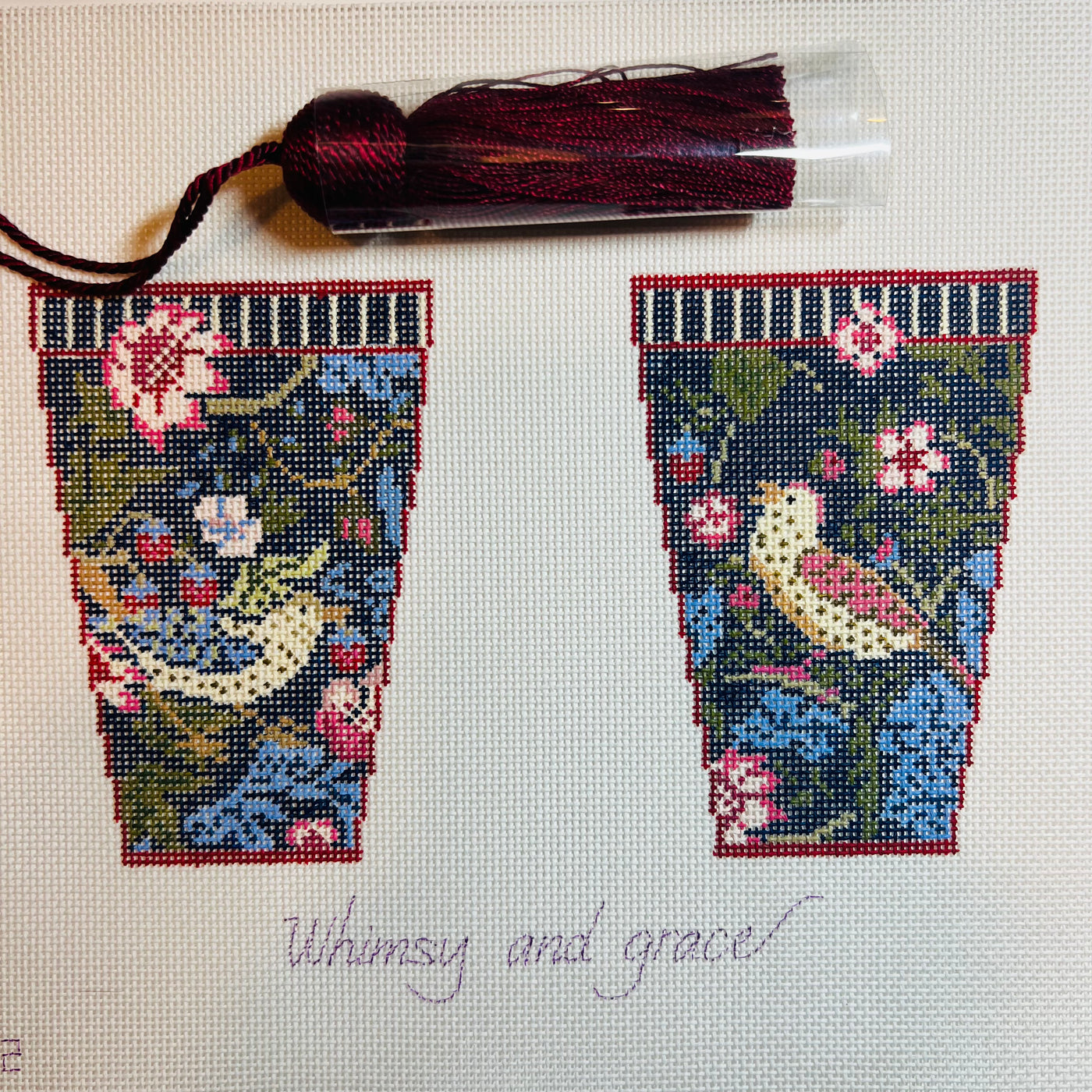 Strawberry Thief Scissor Case with Red Tassel for Scissors