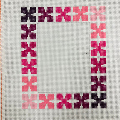 Frame - Geo Floral (pink) Needlepoint Canvas