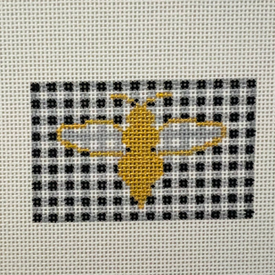 Bee on White/Black Checks Insert Needlepoint Canvas