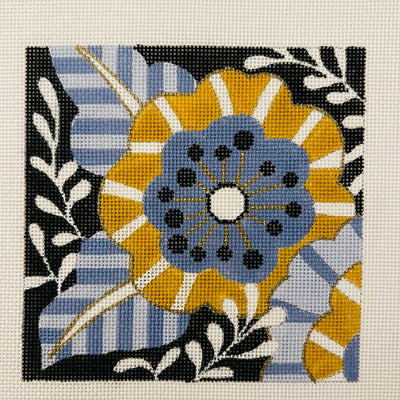 Black Mod Pinwheel Square Insert Needlepoint Canvas