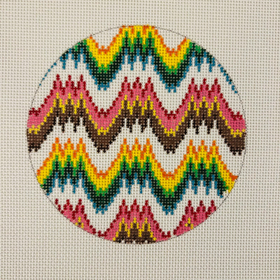 Flame Stitch Round Ornament/Insert Needlepoint Canvas