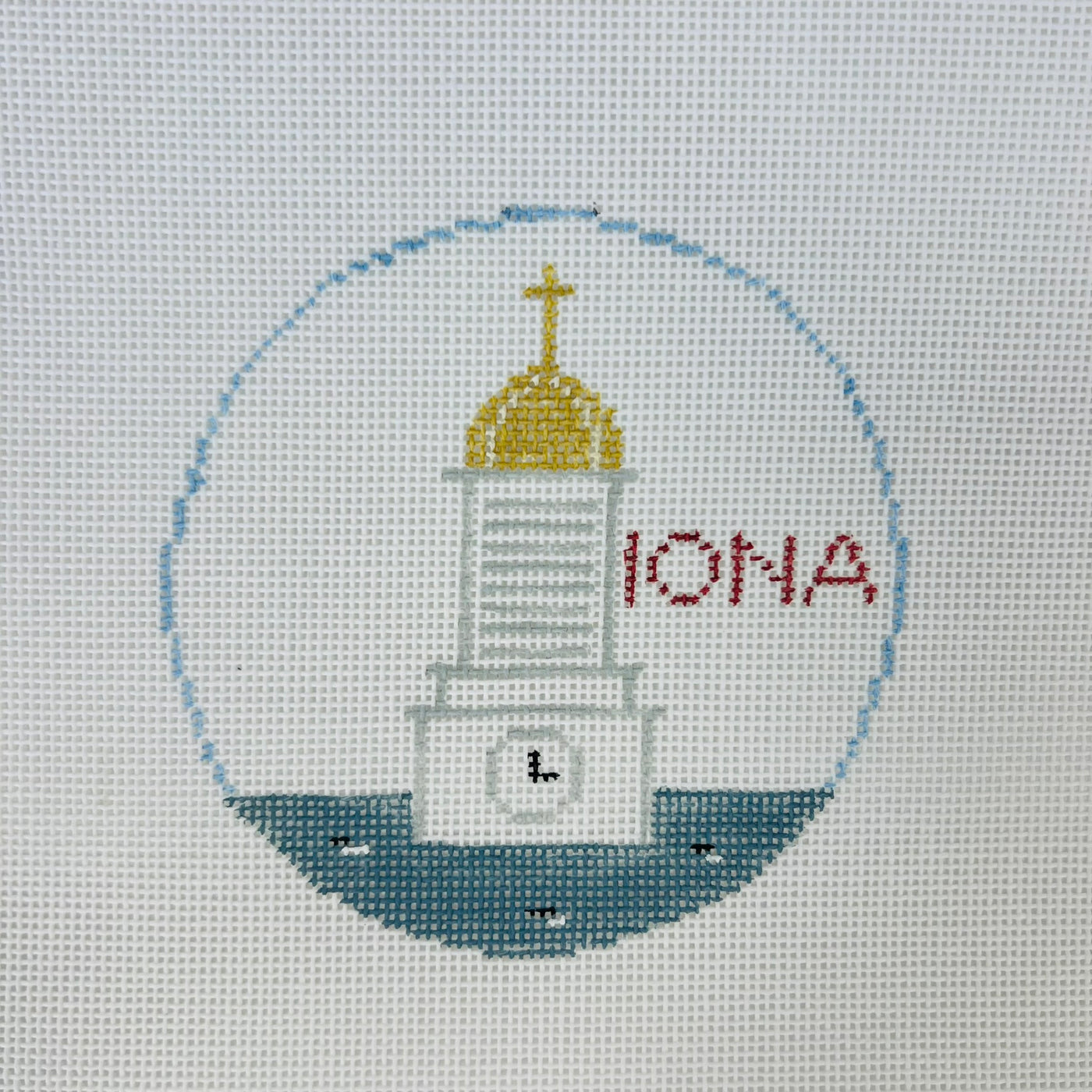 Iona College Round Ornament Needlepoint Canvas