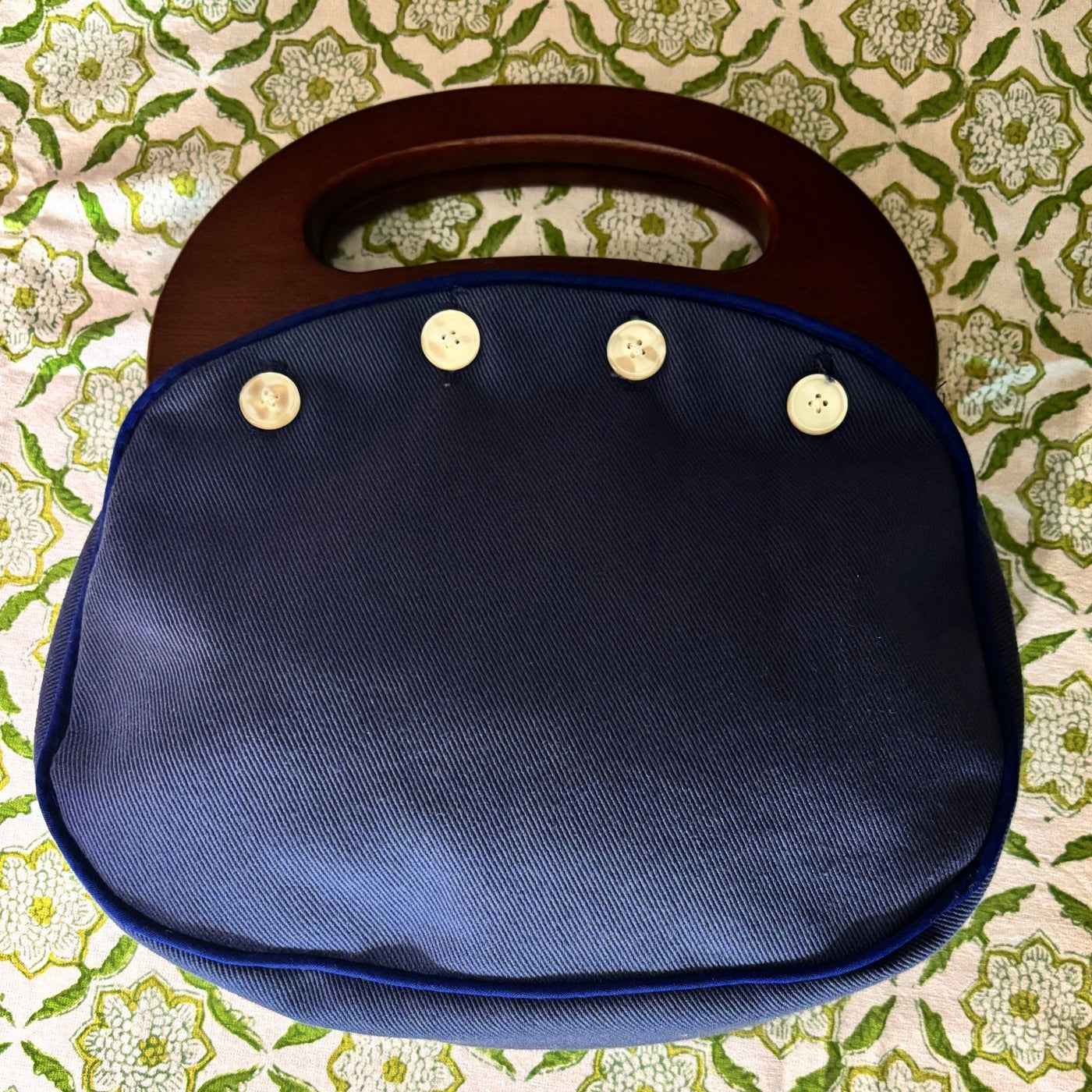 50% Deposit for Bermuda Bag Cover - Blue & Green Pattern with Navy Fabric Back needlepoint canvas - Bargello Needlepoint