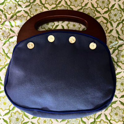 50% Deposit for Bermuda Bag Cover - Blue & Green Pattern with Navy Fabric Back needlepoint canvas - Bargello Needlepoint