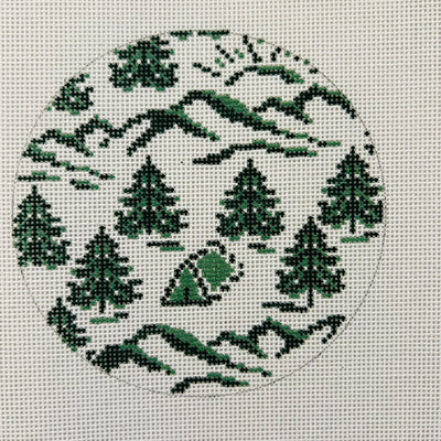 Camp Round Ornament Needlepoint Canvas