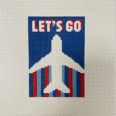 Let's Go Passport Insert Blue & Red Needlepoint Canvas