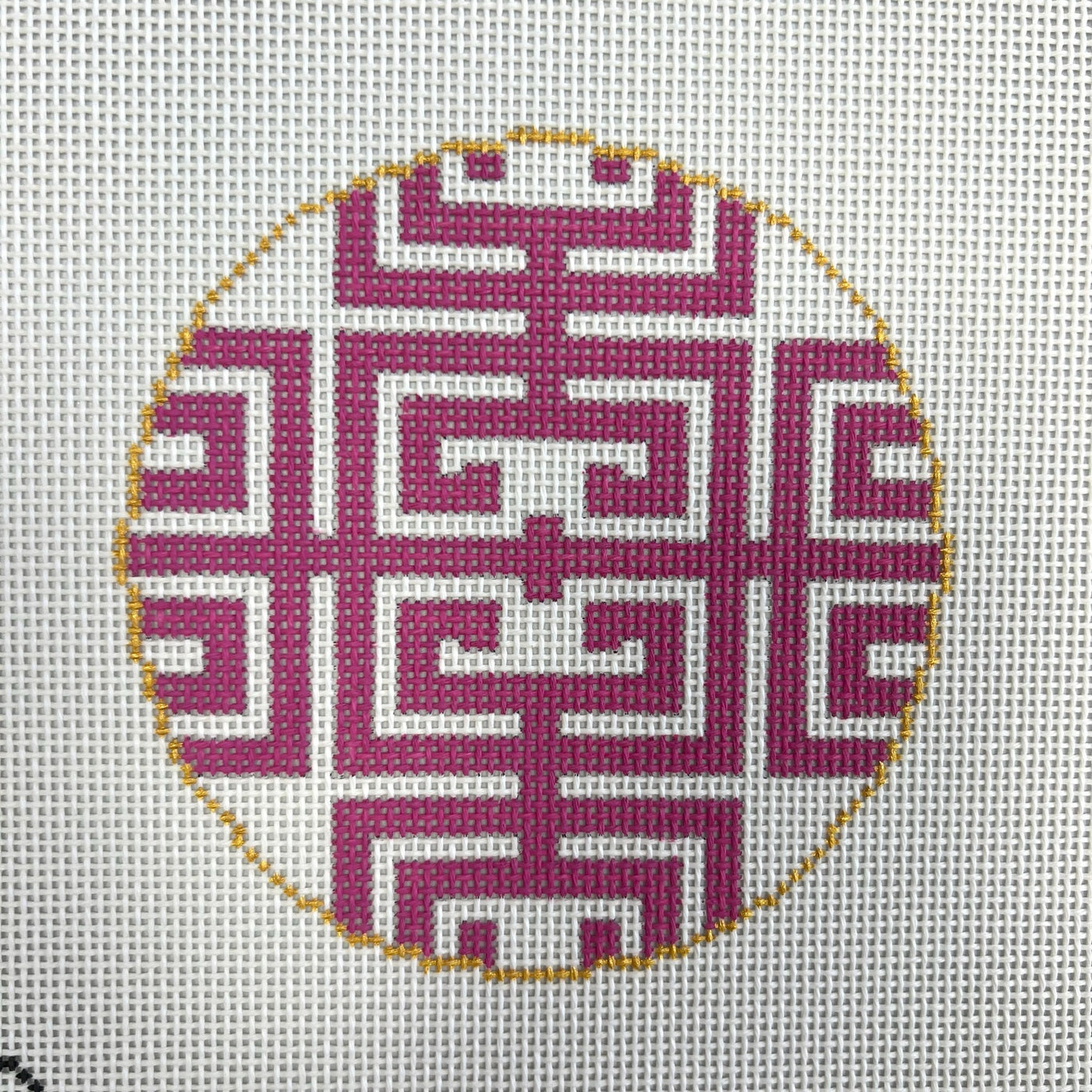 Fret in Pink Needlepoint Canvas