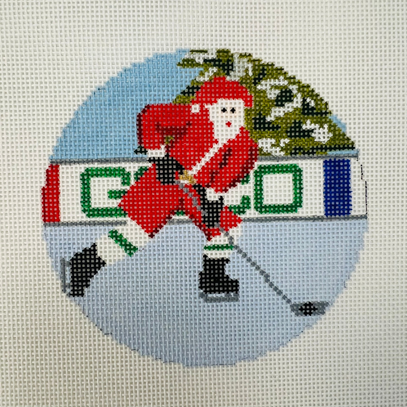 Sporty Santa - Ice Hockey Needlepoint Canvas